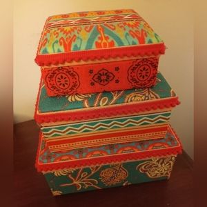 Boho Stacking Jewelry/Trinket Storage Boxes- Set Of 3